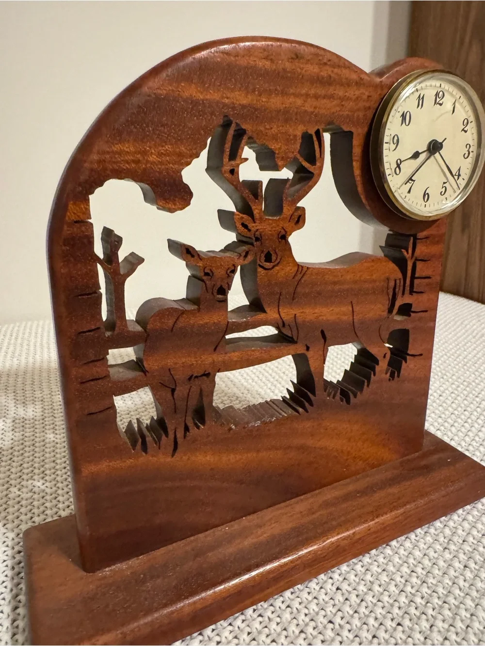 Woodland Deer Mantel Clock - Brown
